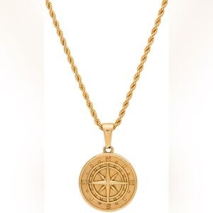 New - Reign Gold Compass Pendant Necklace